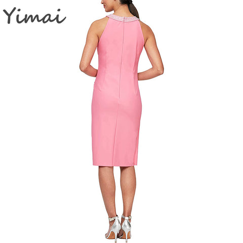 OEM Hot Sale High Quality Short Sheath Slimming Stretch Halter Neck Slim Fit Evenings Women's Dress