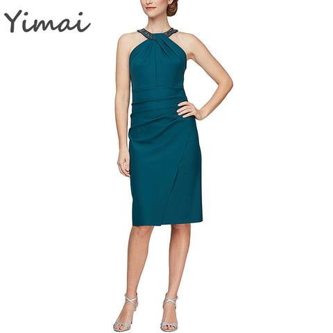 OEM Hot Sale High Quality Short Sheath Slimming Stretch Halter Neck Slim Fit Evenings Women's Dress