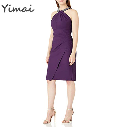 OEM Hot Sale High Quality Short Sheath Slimming Stretch Halter Neck Slim Fit Evenings Women's Dress